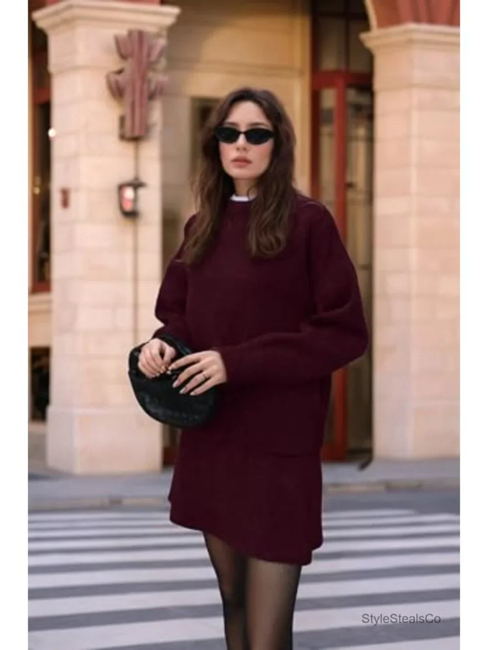 Loose Fit Sweater Skirt Set 2 Piece Knitted Mini Skirt Outfit - Picture 2 of 6
